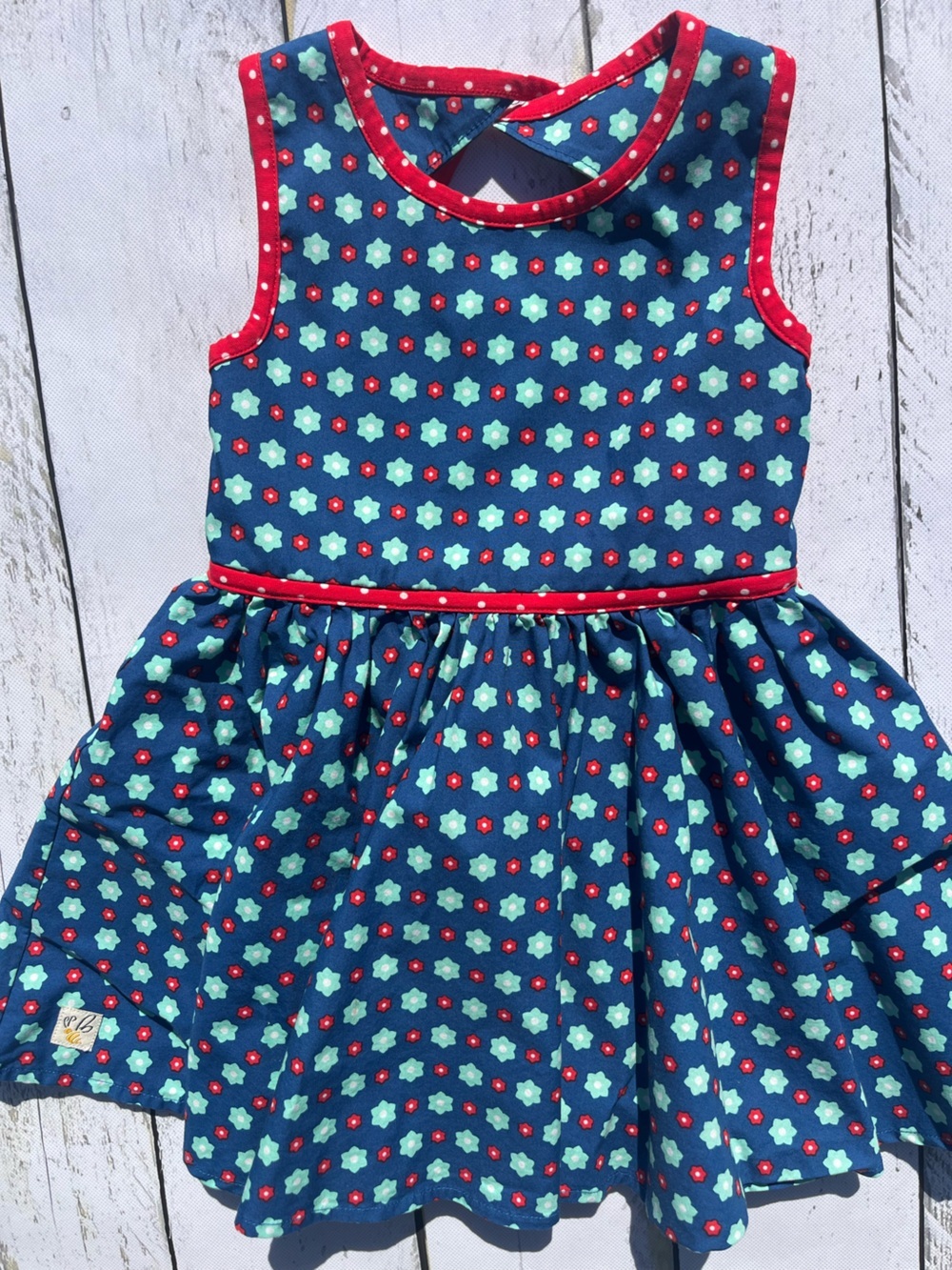 Wildflowers 4 Sleeveless Dress with Red Trim - Picture 3 of 7